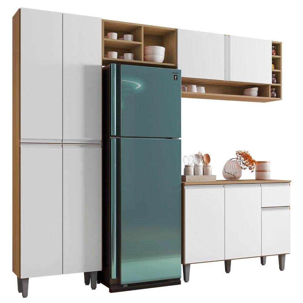 Cozinha Modulada Completa 4 Peças Vanessa Amendoa Branco Ajl