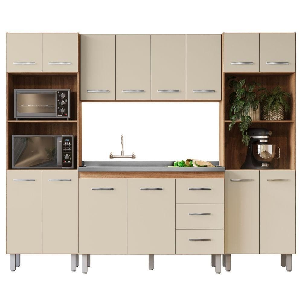 Cozinha Modulada Completa 4 Peças Mara Savana Off White Moblis