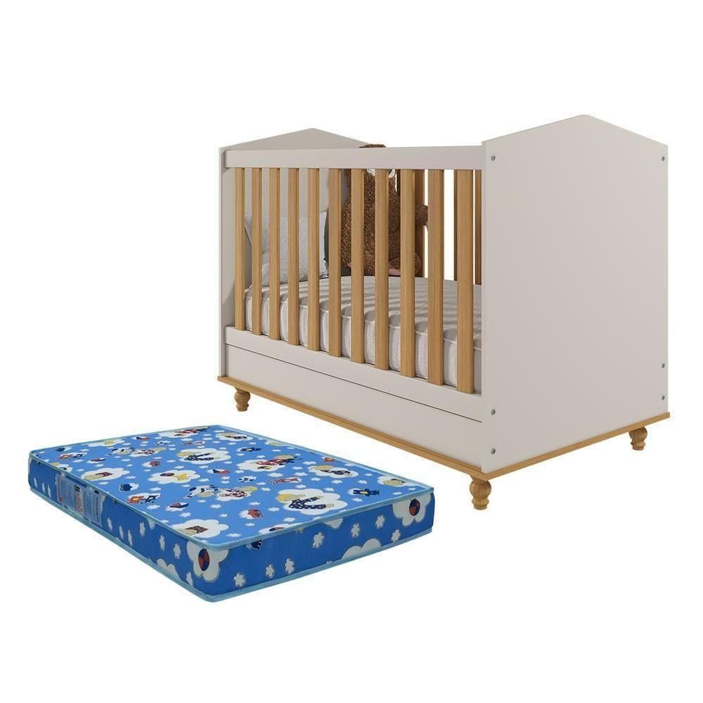 Berço Americano Mini Cama Mimo Off White-nature Com Colchão Physical - Permóbili Baby Off White-nature