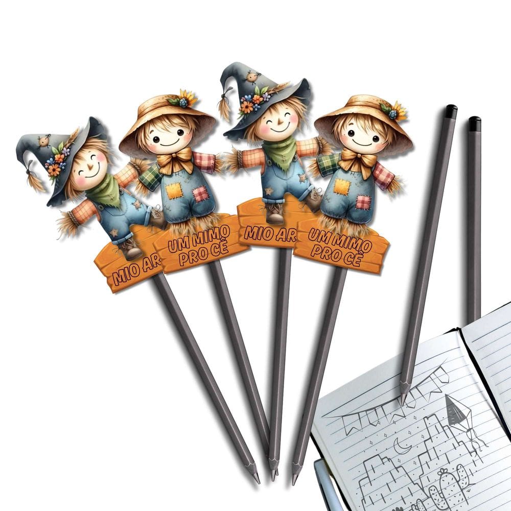 Kit 25 Lembrancinhas Card Lápis Junino Arraia e São João Escolar Mimo