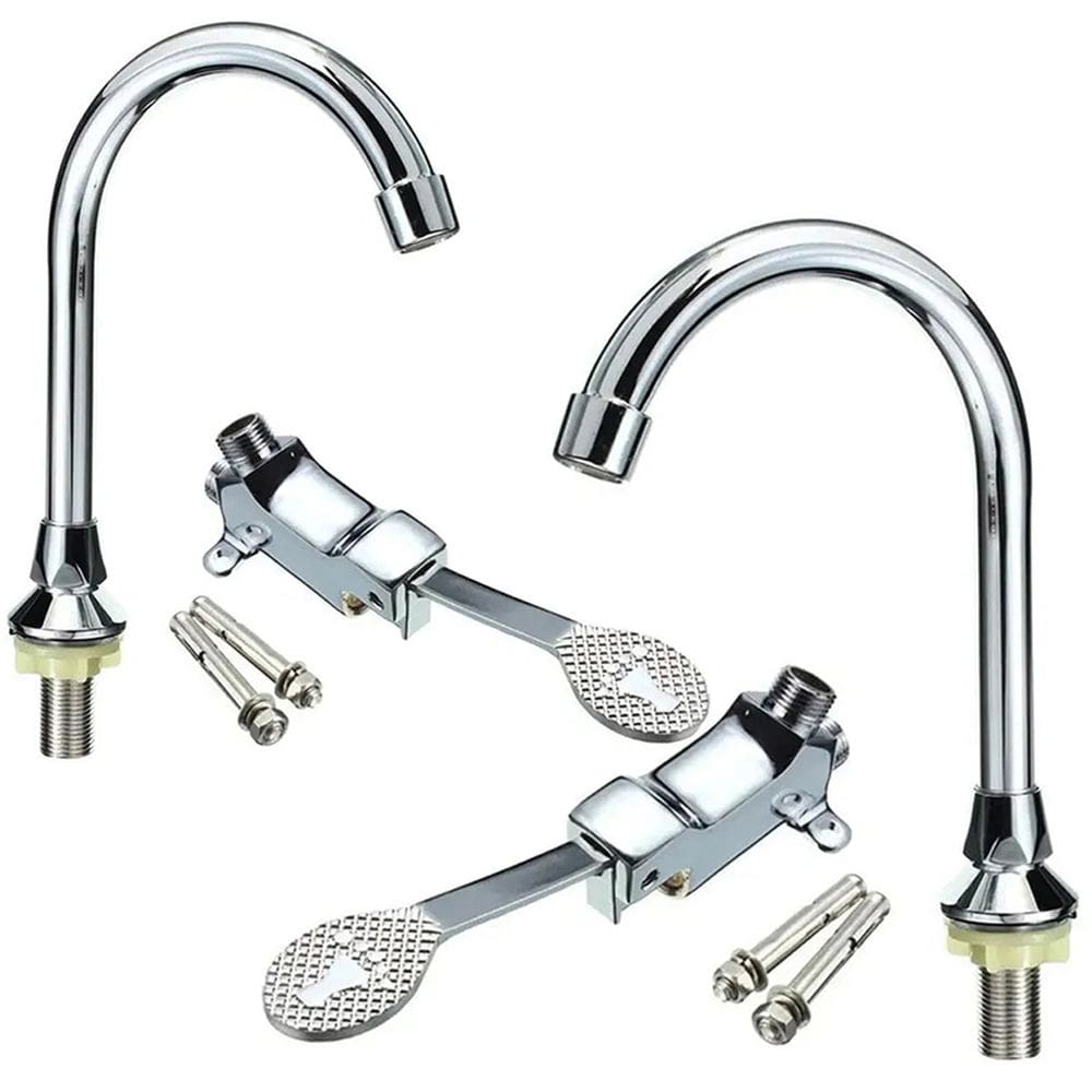 Torneira Valvula Acionamento Pedal Kit 2 Uni Banheiro Hospital Clinica Laboratorio Piscina Pia