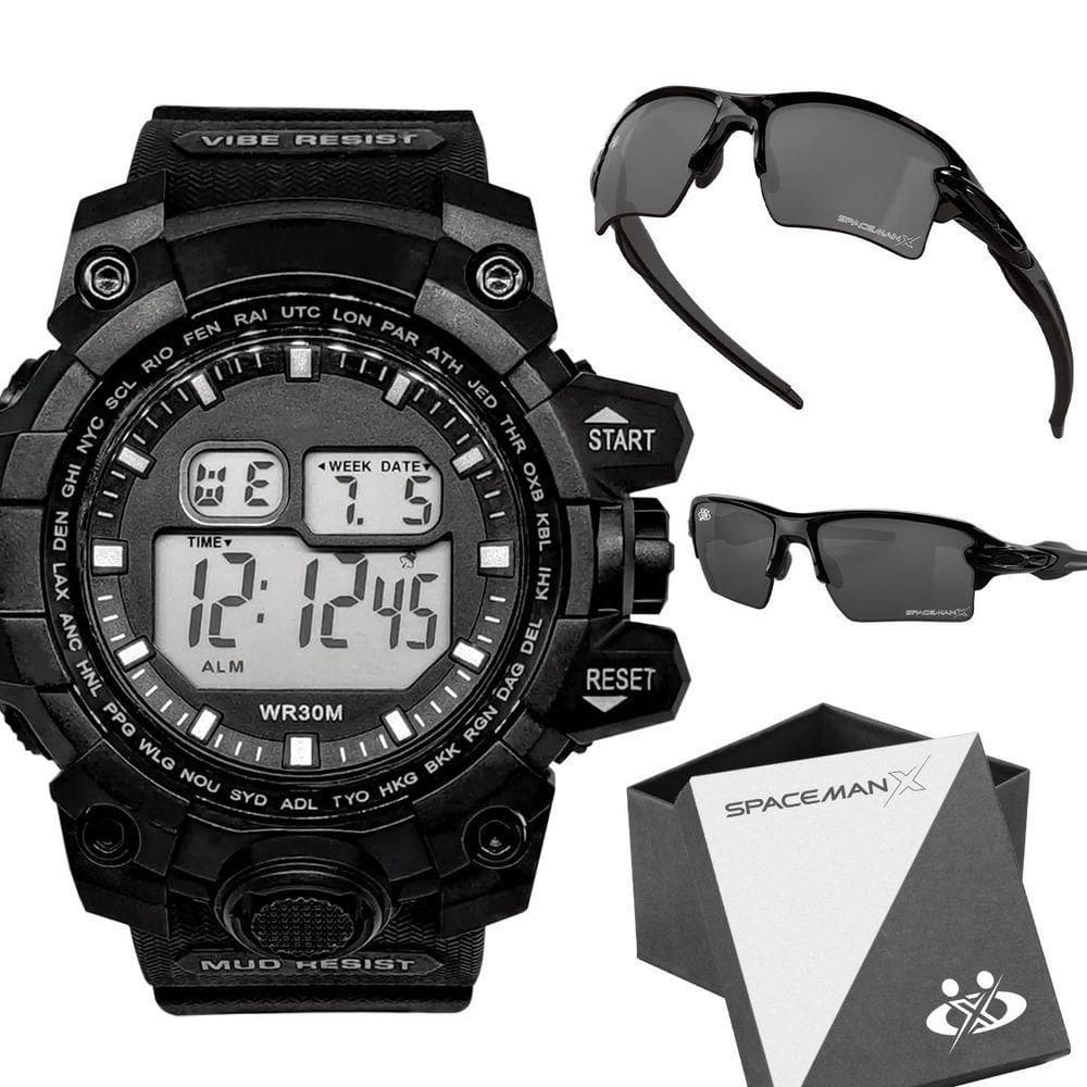Relogio Digital Masculino Prova Dagua + Oculos Proteção Uv Qualidade Premium Esportivo Resistente