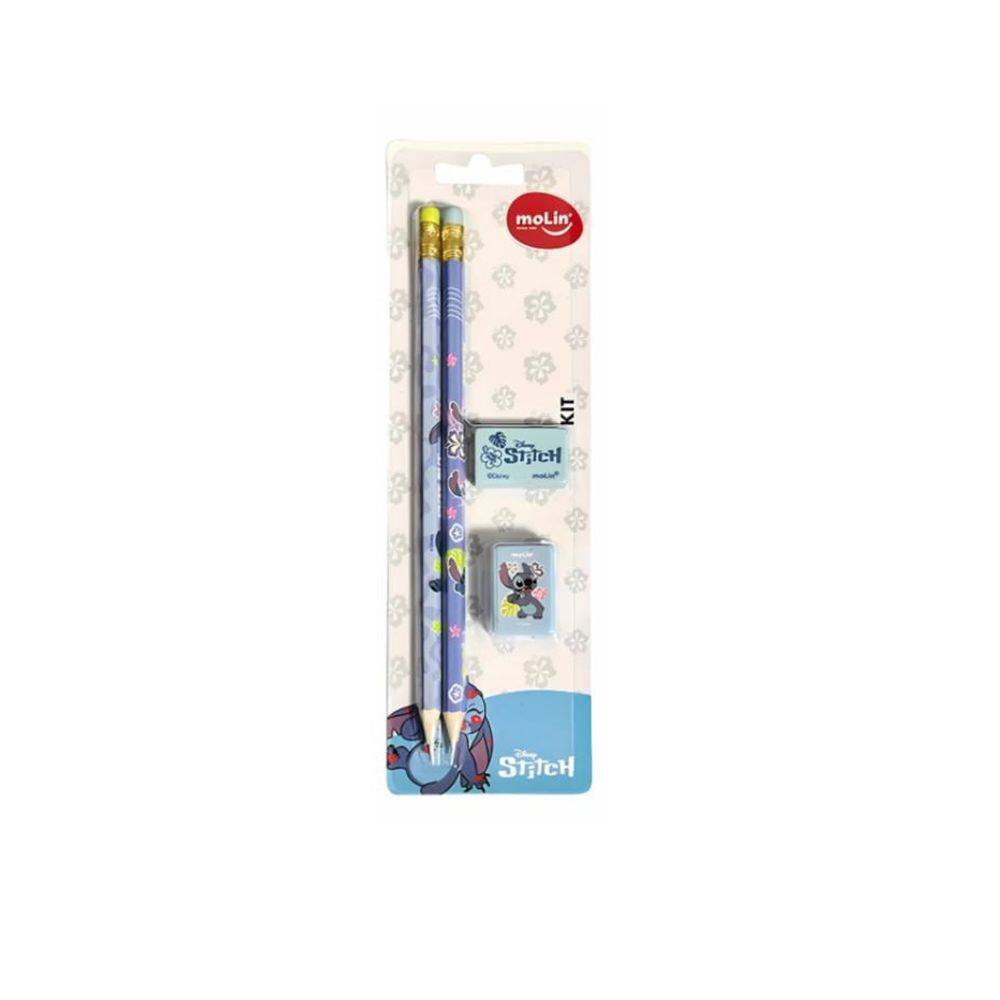 Kit Escolar Stitch Lápis Borracha Apontador - Molin