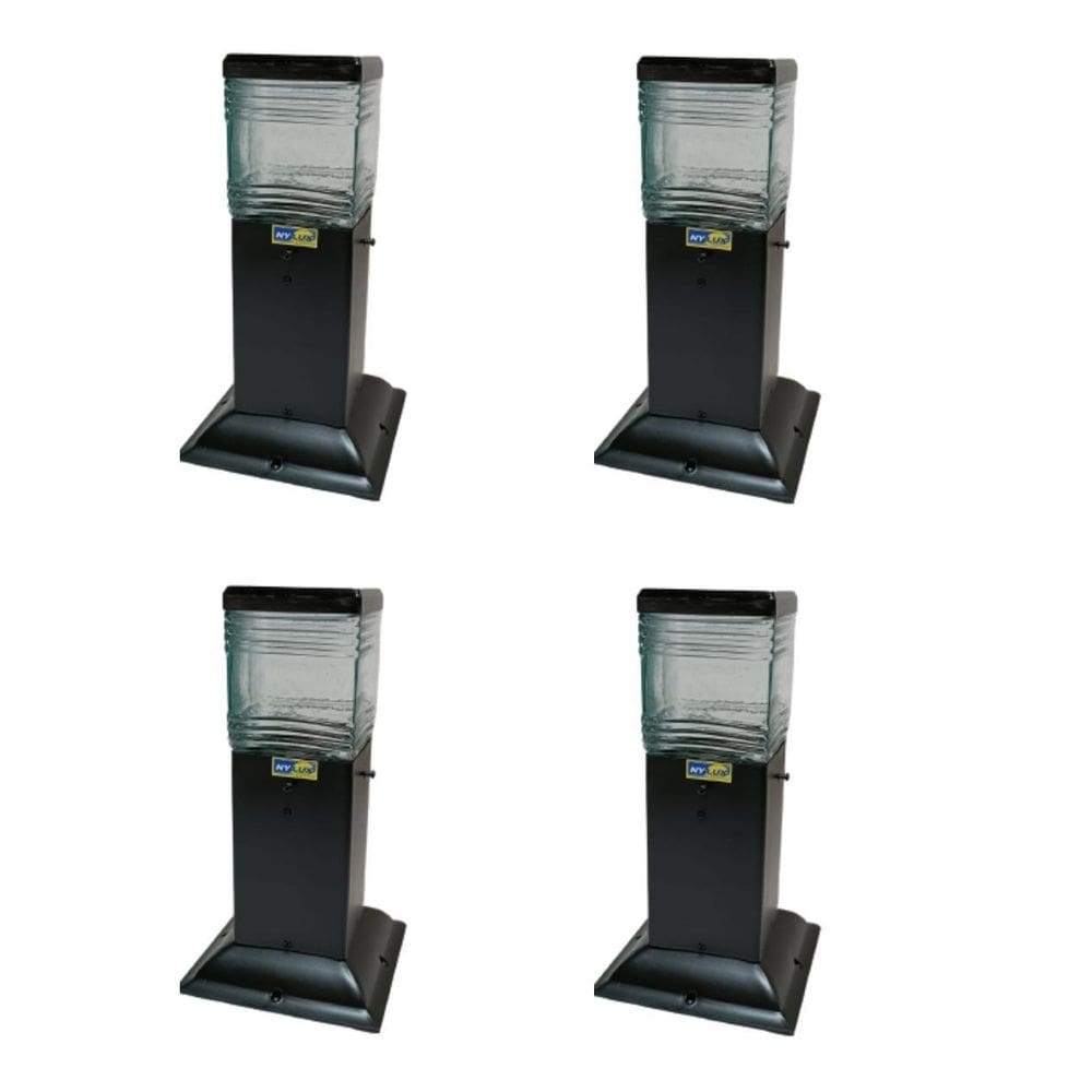 Poste Balizador Quadrado Preto 30Cm Jardim Kit 4 Unidades