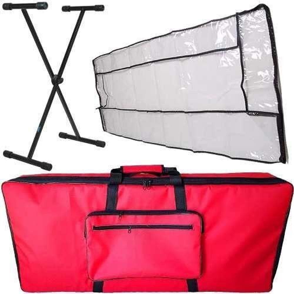 Kit Capa Acolchoada Vermelha Acessórios Teclado 5/8 Carbon
