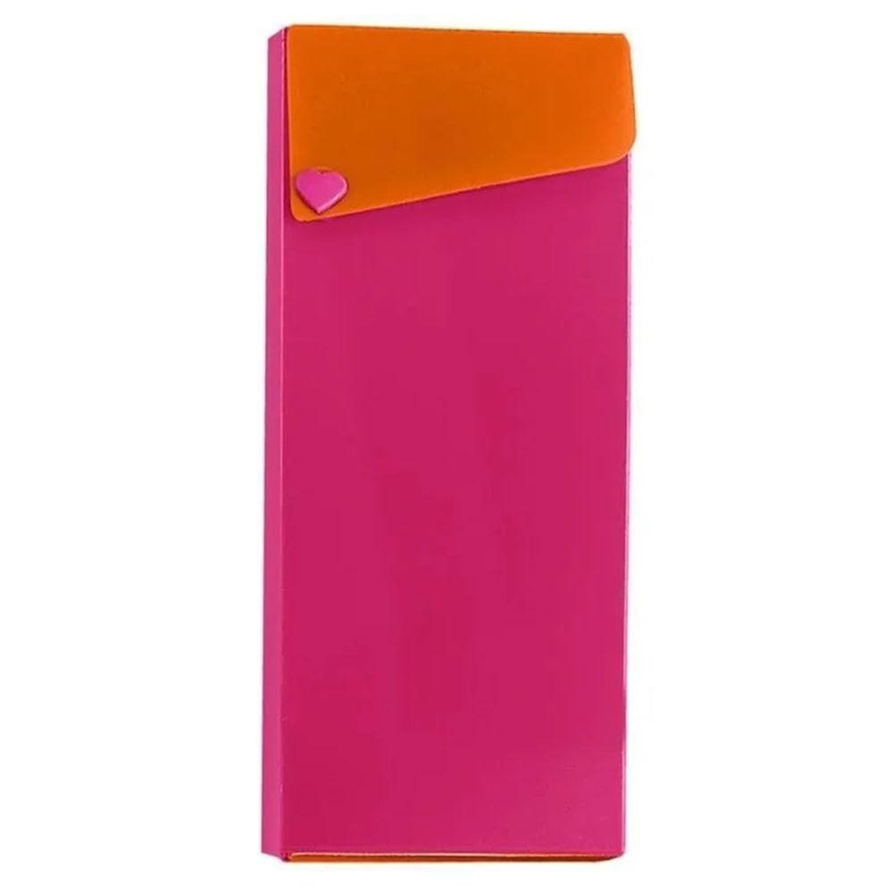Estojo Plástico Escolar Dello - Collor Pink E Laranja