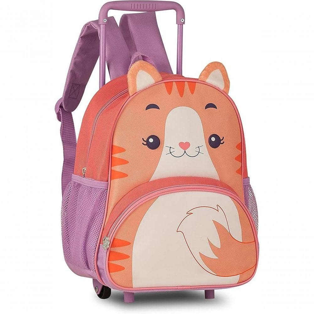 Mochila Infantil De Rodinha Gato Com Alça Retrátil 17 Litros