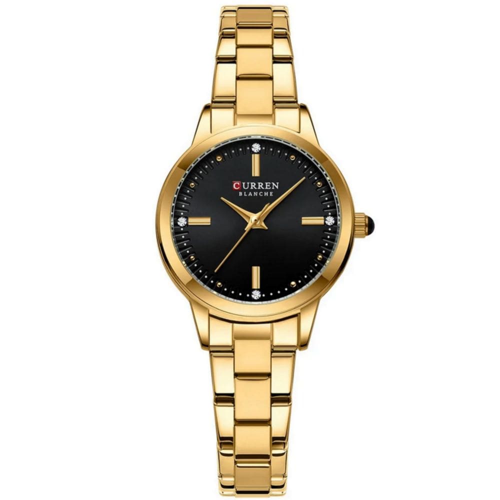 Relógio de pulso feminino com mostrador fino design strass moda casual
