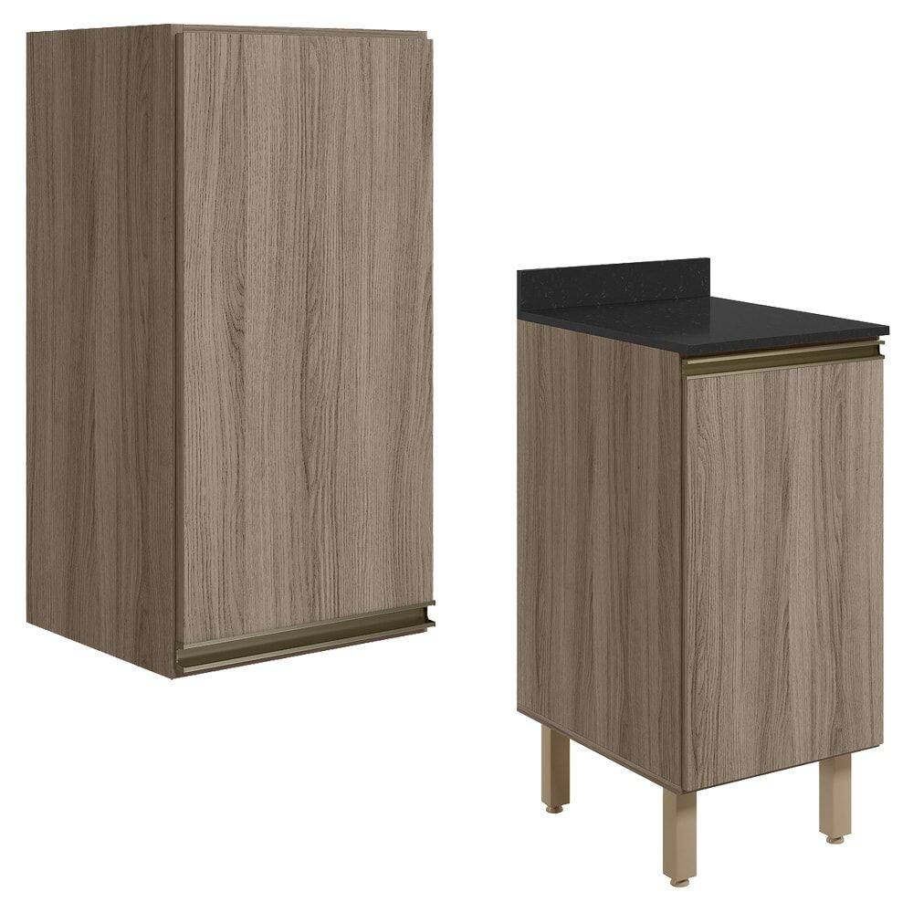 Armario Aereo Balcao 1 Porta 40cm MDF Kali Carvalho Toq Carvalho Toq Nicioli