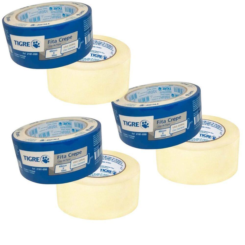 Fita Crepe Uso Geral Profissional Pintura 48Mmx50M Kit 3 Un