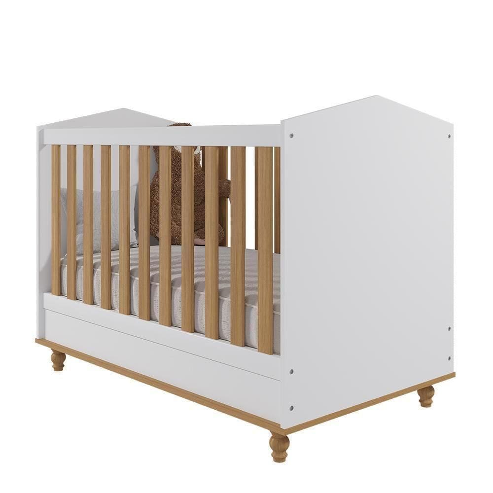 Berço Americano Mini Cama Mimo Branco-nature - Permóbili Baby Branco-nature