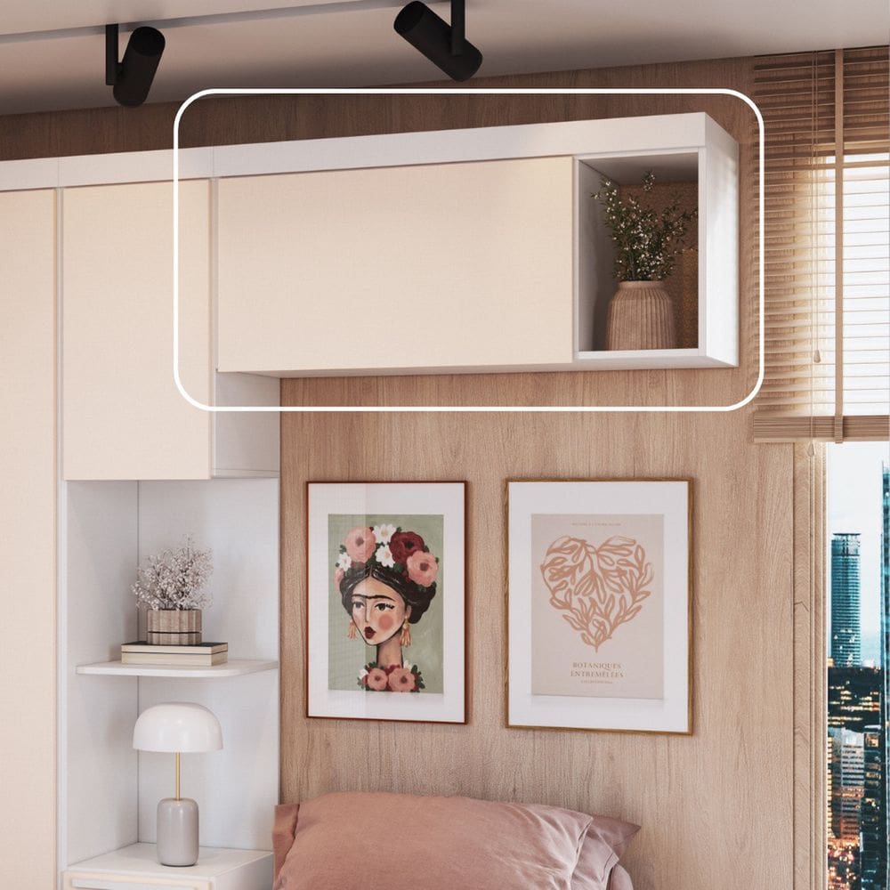 Módulo Aéreo Ponte 1 Porta Infinity Branco Line/ Blush