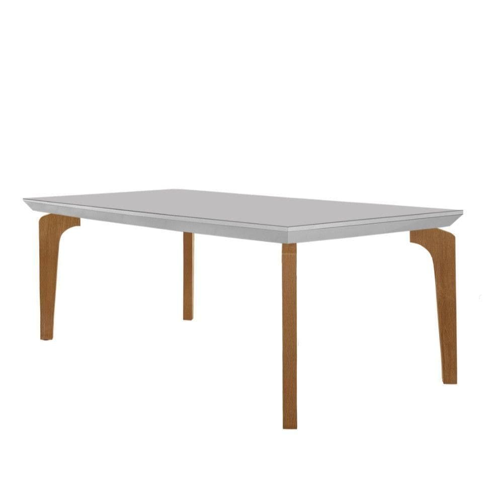 Mesa Para Sala De Jantar Liz 180cm Em Mdf E Vidro Off White/ Imbuia/ Off/ Serig. Off