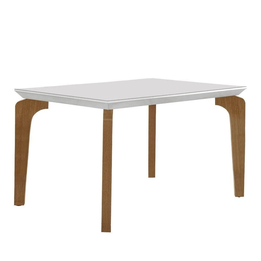Mesa Para Sala De Jantar Liz 120cm Em Mdf E Vidro Off White/ Imbuia/ Serig. Off