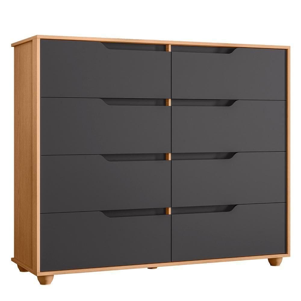 Cômoda Doble 8 Gavetas Titanium-freijó - Móveis Albatroz Titanium-freijó