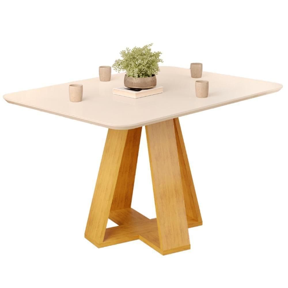 Mesa Jantar Retangular 120x90 Cm Sem Vidro Kiara Dj Moveis Cedro Quartzo