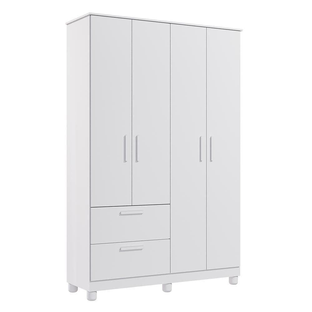 Guarda Roupa Infantil Jujuba 4 Portas E 2 Gavetas Branco - Permóbili Baby Branco