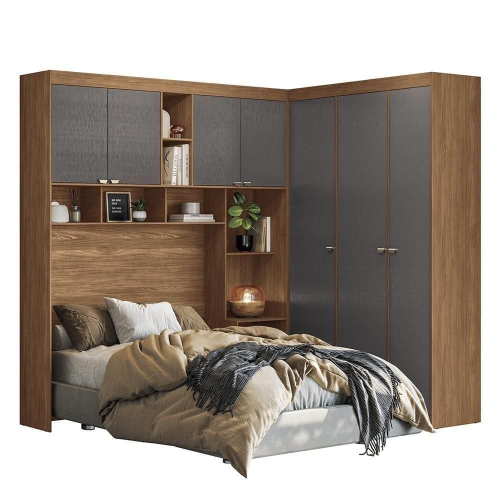 Quarto Modulado Casal Lugano Jatobá-grafite - Santos Andirá Jatobá-grafite