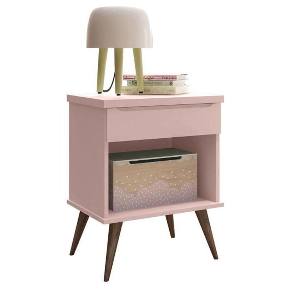 Mesa De Apoio Infantil Retrô Alice Com 1 Gaveta Rosê - Pr Baby Rosê