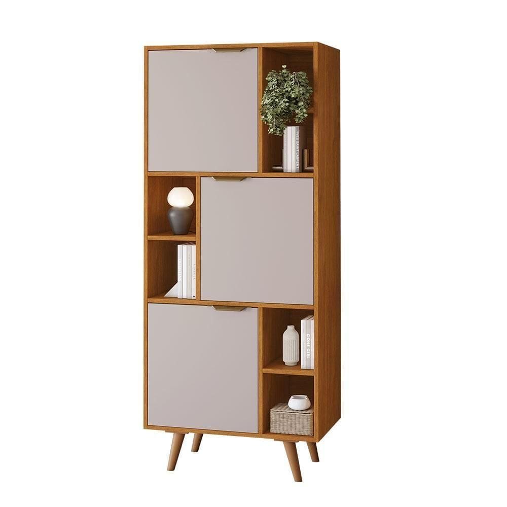 Estante Livreiro Office Aliança Com 3 Portas 5 Nichos Jcm Cinamomo Off White