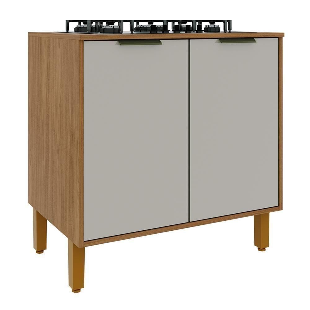Balcão Para Cooktop Toronto 80cm 2 Portas Freijó-off White Com Tampo Mdp - Indékes Freijó-off White