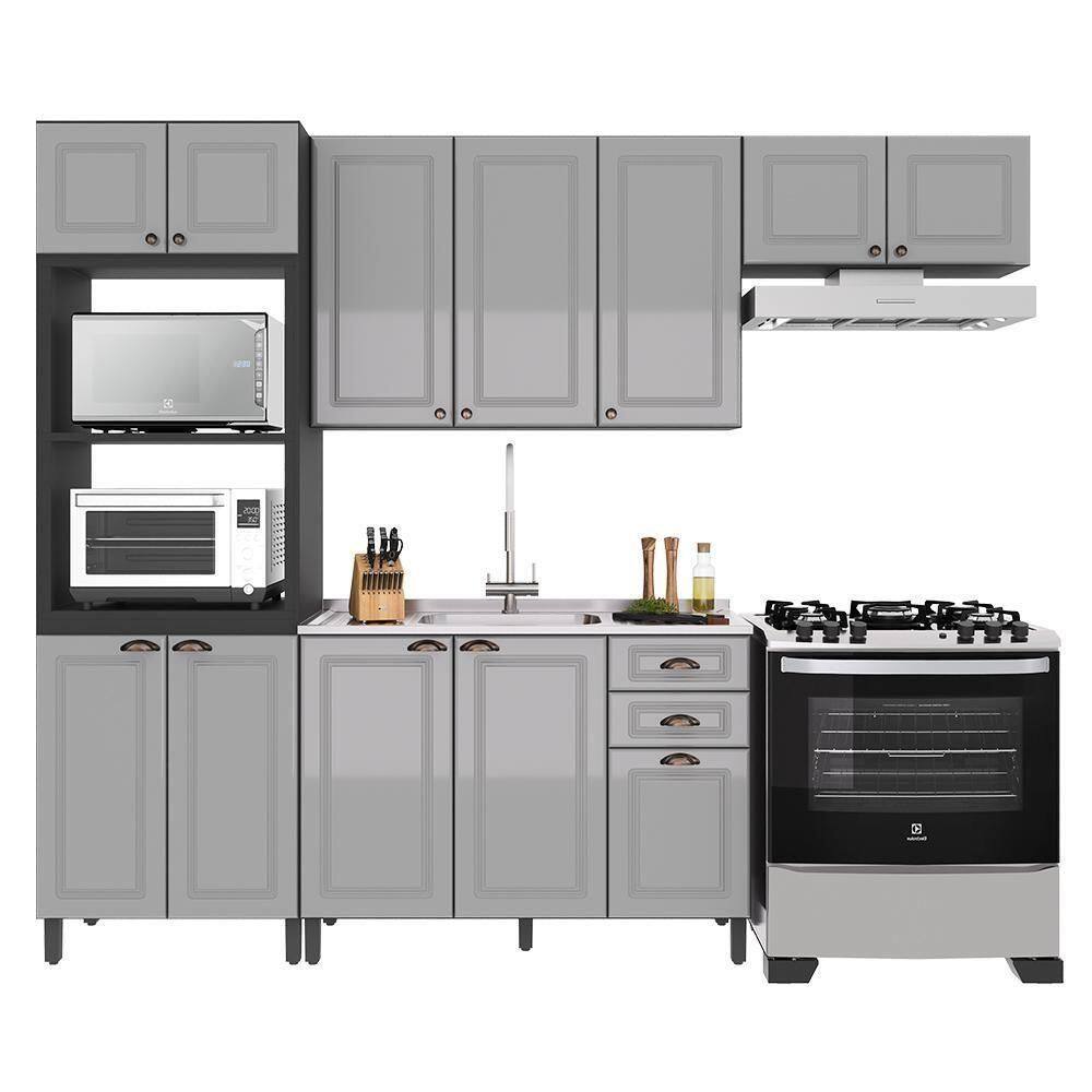 Cozinha Modulada Firenze 4 Peças Com Torre Quente 2 Fornos Chumbo-titânio - Indékes Chumbo-titânio