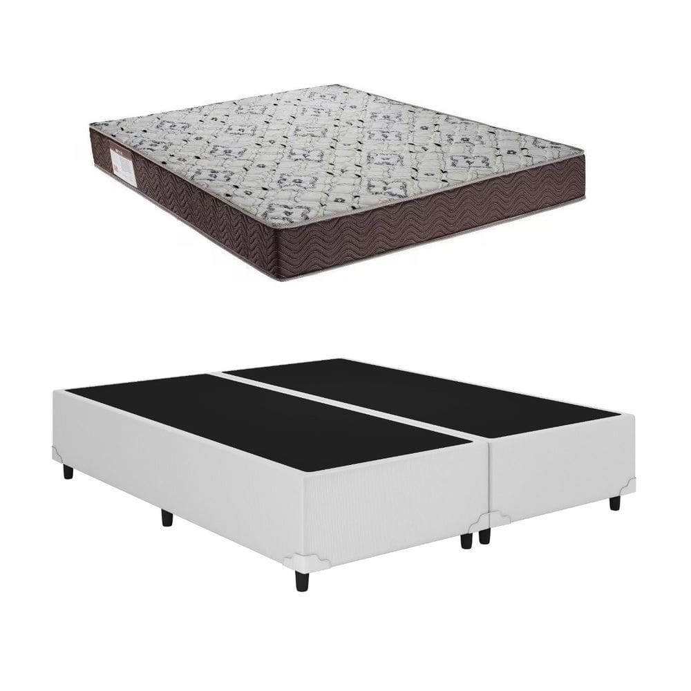 Cama Base Casal Bipartido Branco Colchão ISO 150 D45 - Ortobom