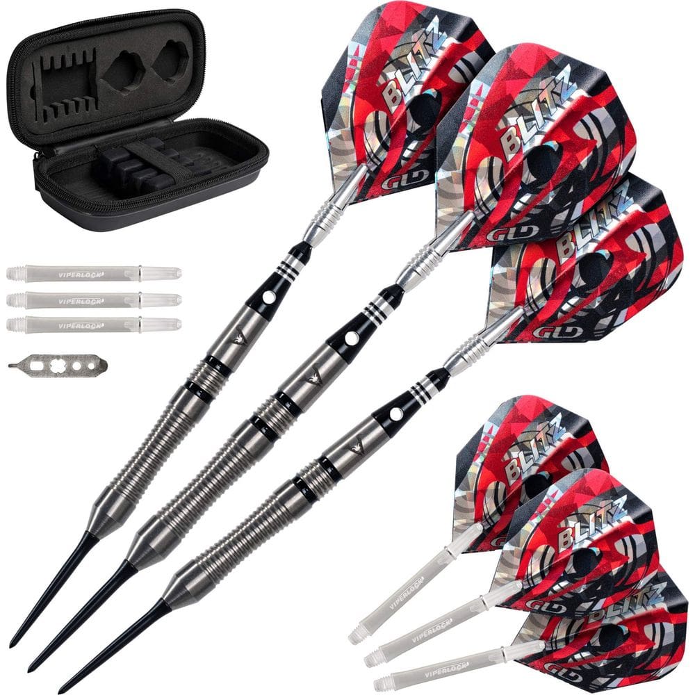 Conjunto de dardos Viper Blitz 95 com ponta de aço tungstênio 22g com estojo