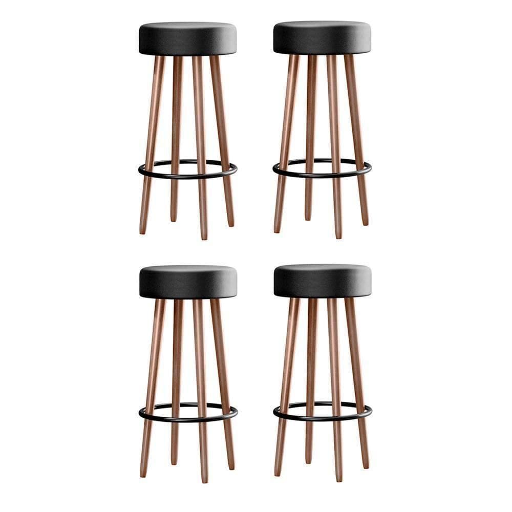 Kit 4 Banquetas Berlin 70cm Couríssimo Preto - Salaone Preto