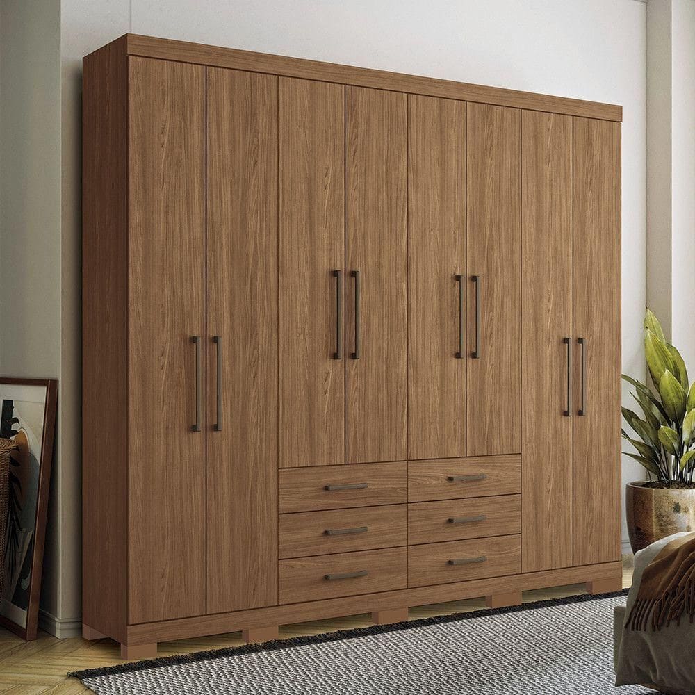 Guarda Roupa 8 Portas E 6 Gavetas Com Pés Havana Master Santos Andirá Jatoba
