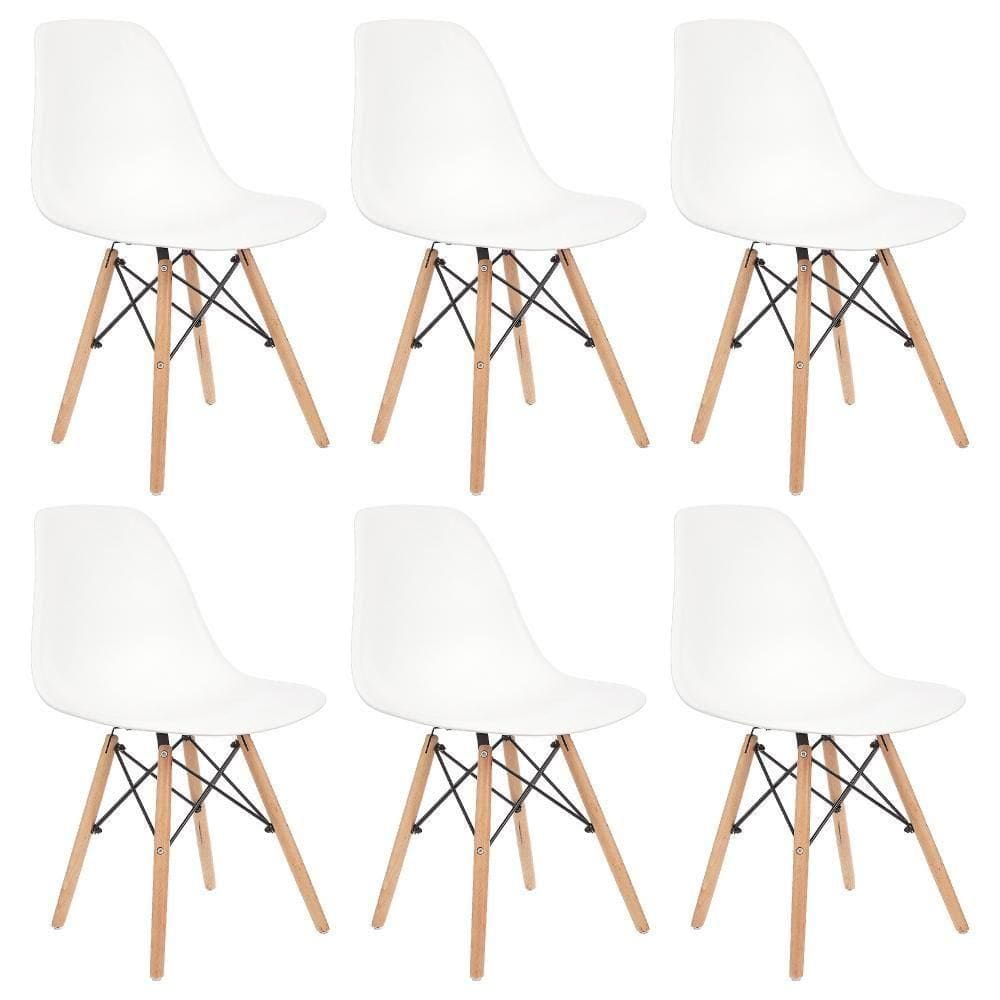 Kit 6 Cadeiras De Design Charles Eames - Branco Branco