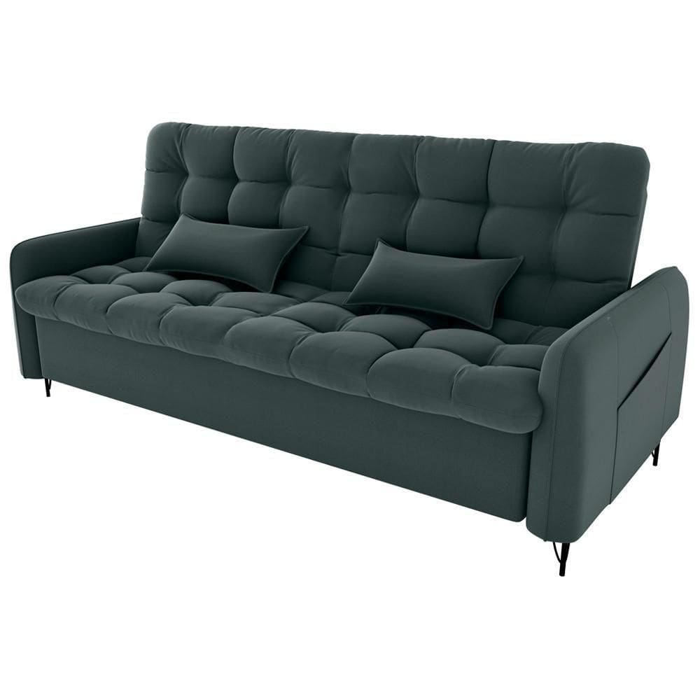 Sofa Cama 2 Lugares 200cm Pillar Veludo E401 Chumbo Milani Store Chumboo