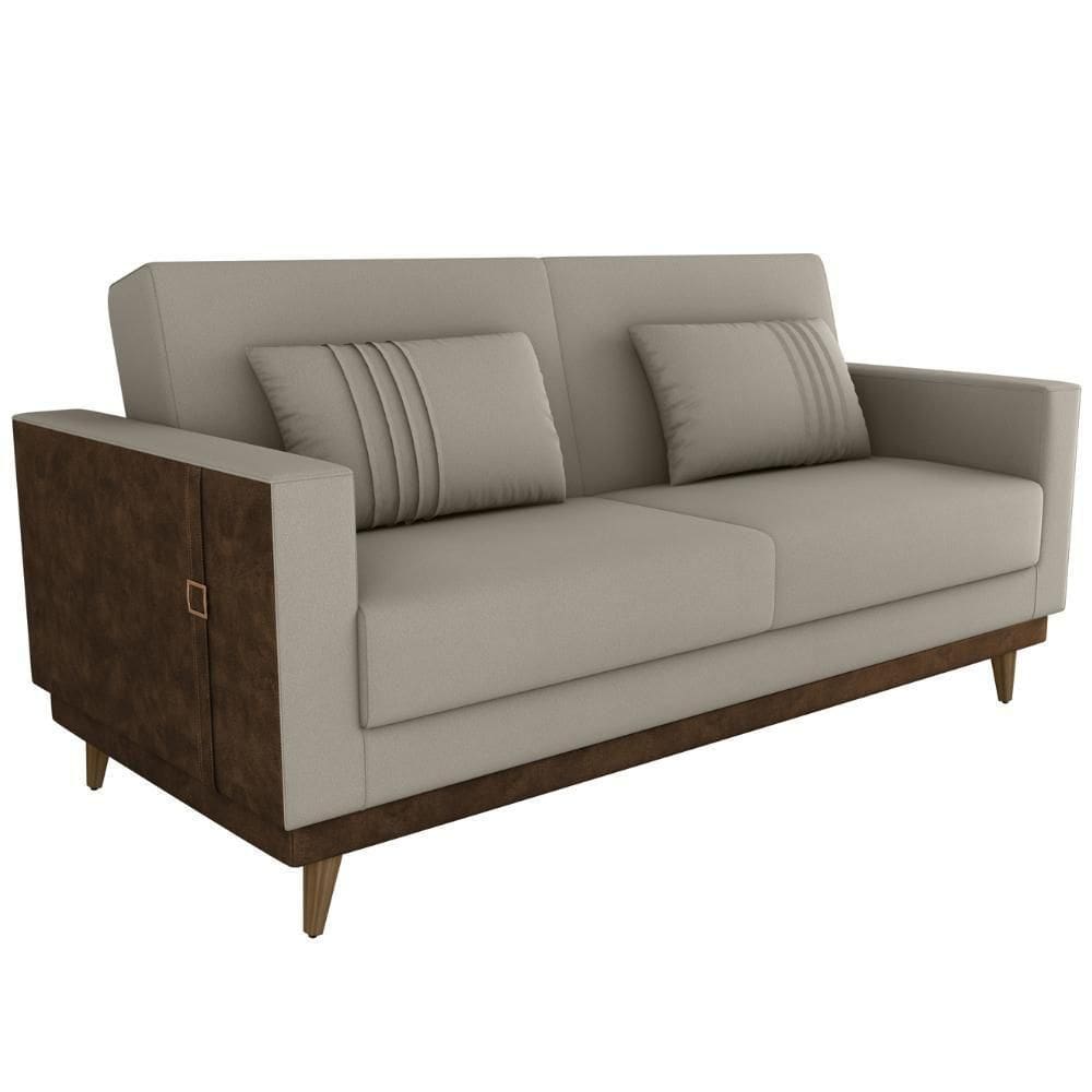Sofa Cama 2 Lugares 203 Cm Esther Veludo Corino Milani Store Marrom Whisk