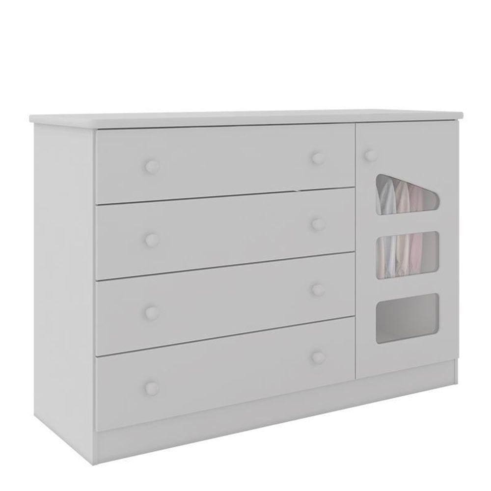 Cômoda Infantil Eloisa 1 Porta E 4 Gavetas Branco - Phoenix Baby Branco