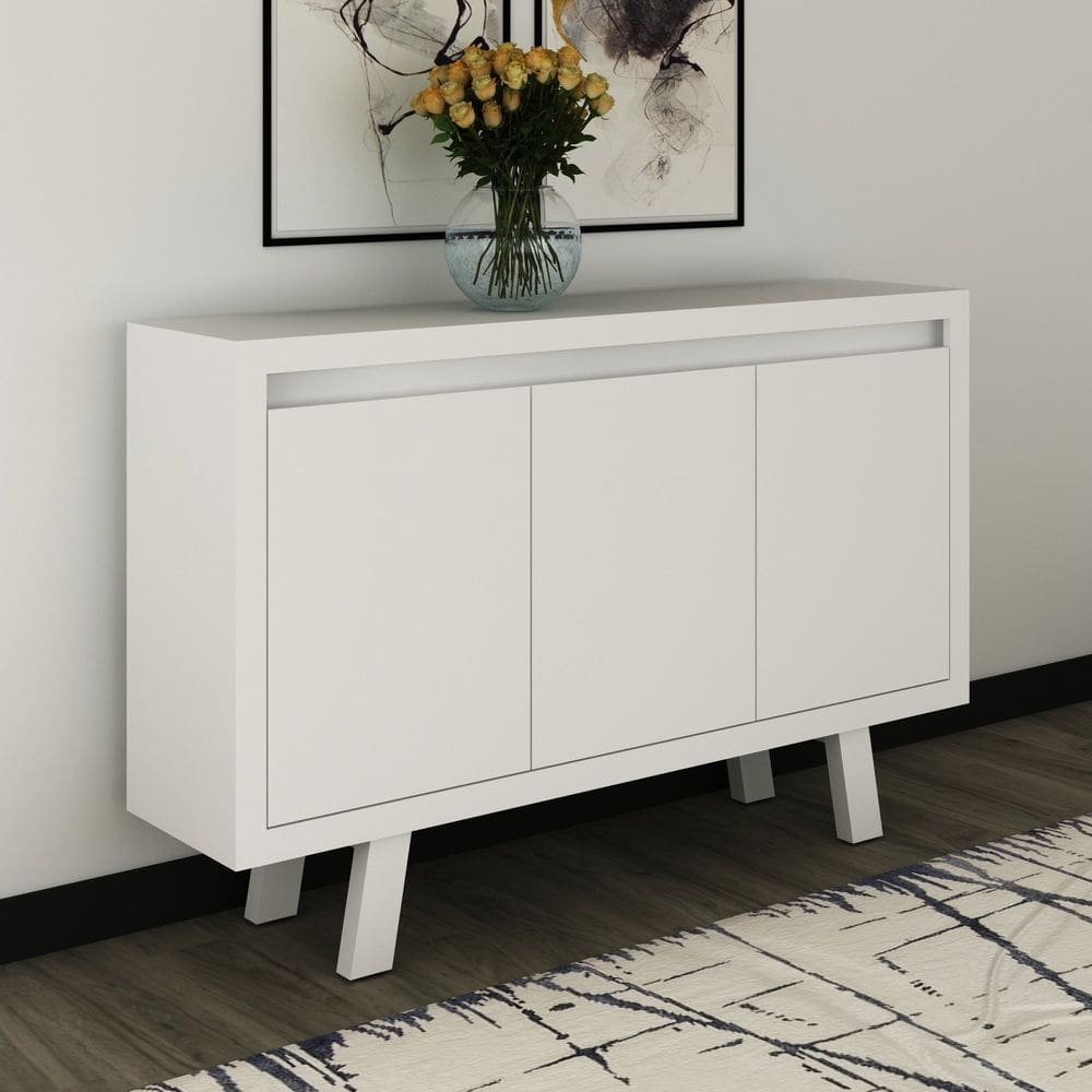 Balcão para Escritório 136cm com 3 portas e 1 Prateleira
