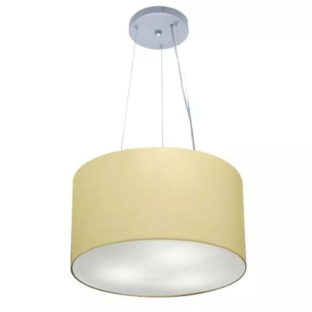 Lustre Pendente Cilíndrico Md-4009 Cúpula em Tecido 40x21cm Algodão Crú - Bivolt