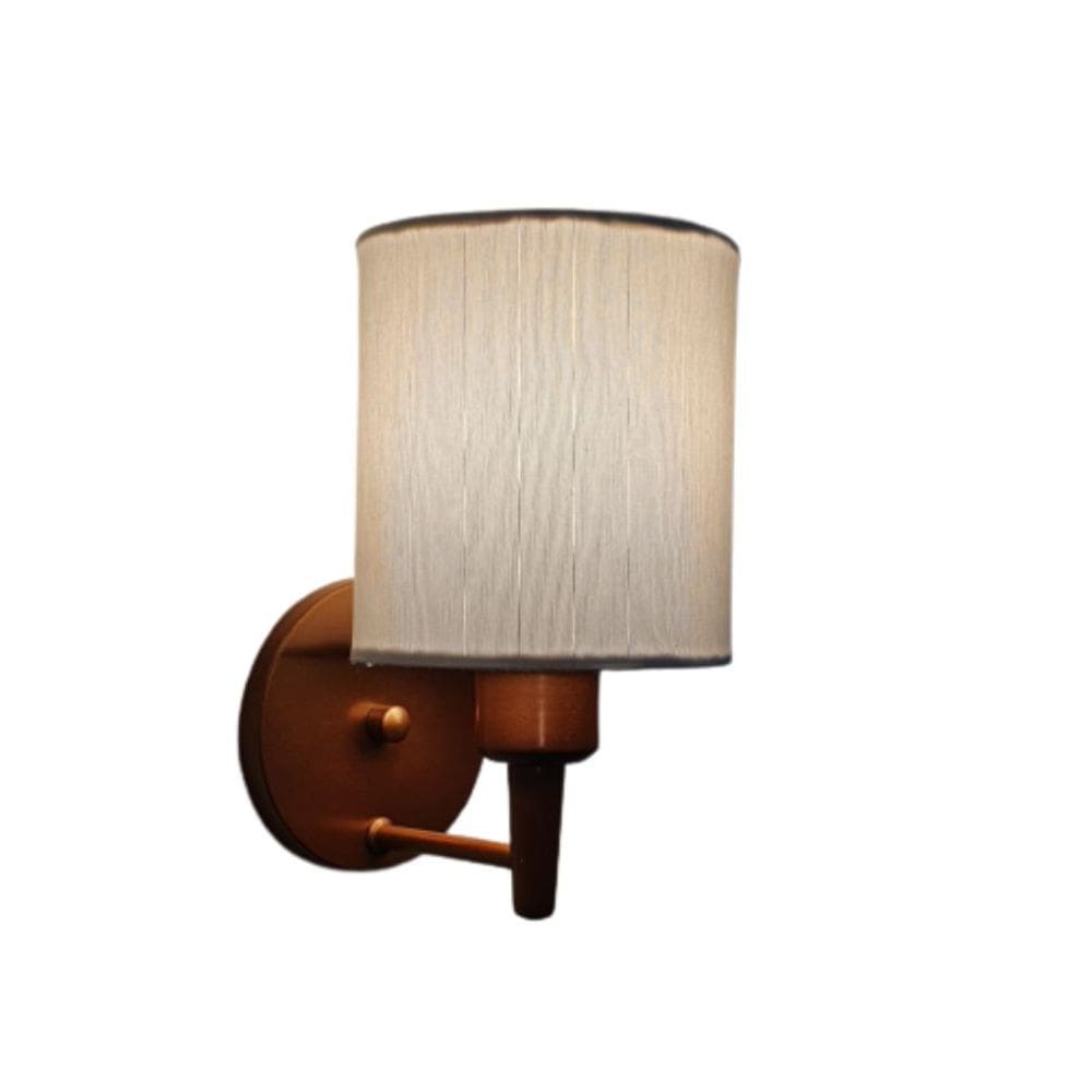 Arandela Cilíndrica Md-2009 Base Cobre Cupula em Tecido 14x15cm Branca - Bivolt