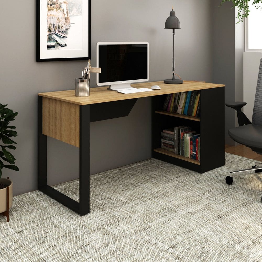 Mesa Para Escritório 160cm com 2 Prateleiras