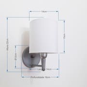 Arandela Cilíndrica Vivare Md-2009 Base Alumínio Cinza Cúpula em Tecido - Bivolt