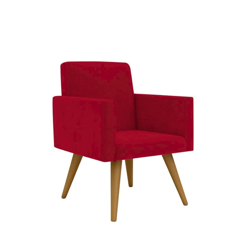 Poltrona Decorativa Cadeira Escritório Vermelho