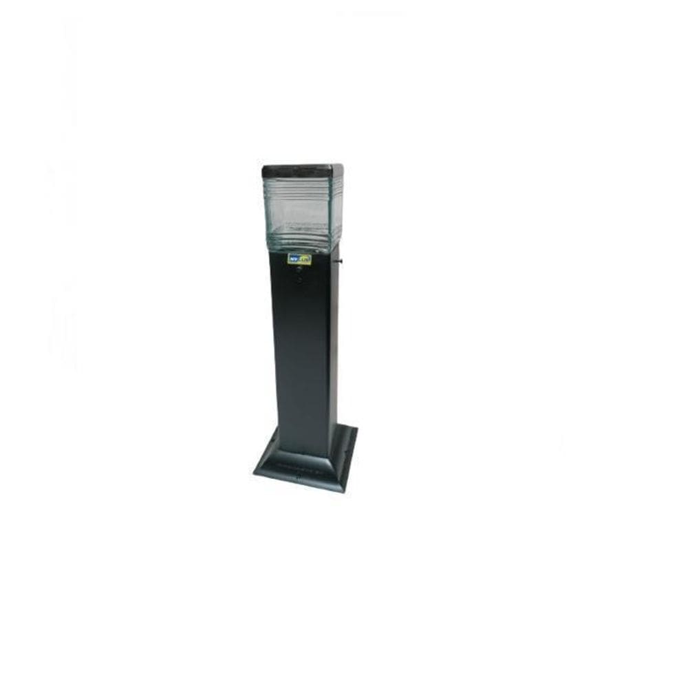 Poste Jardim Quadrado 50Cm Balizador Preto Casa Piso Sitio