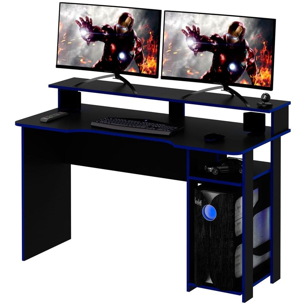 Mesa para Computador Gamer Espaço para 2 Monitores e CPU