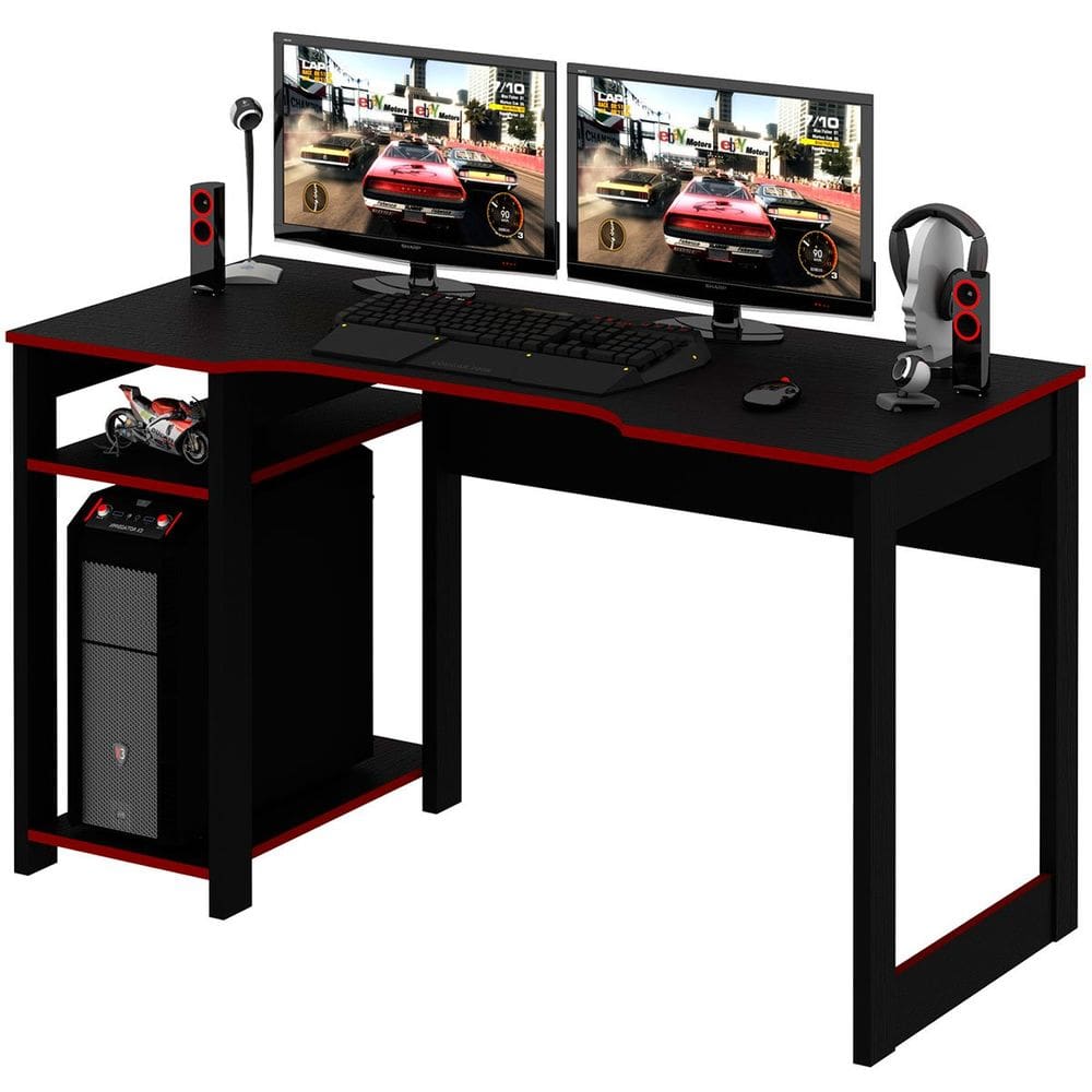 Mesa para Computador Gamer Espaço para 2 Monitores e CPU