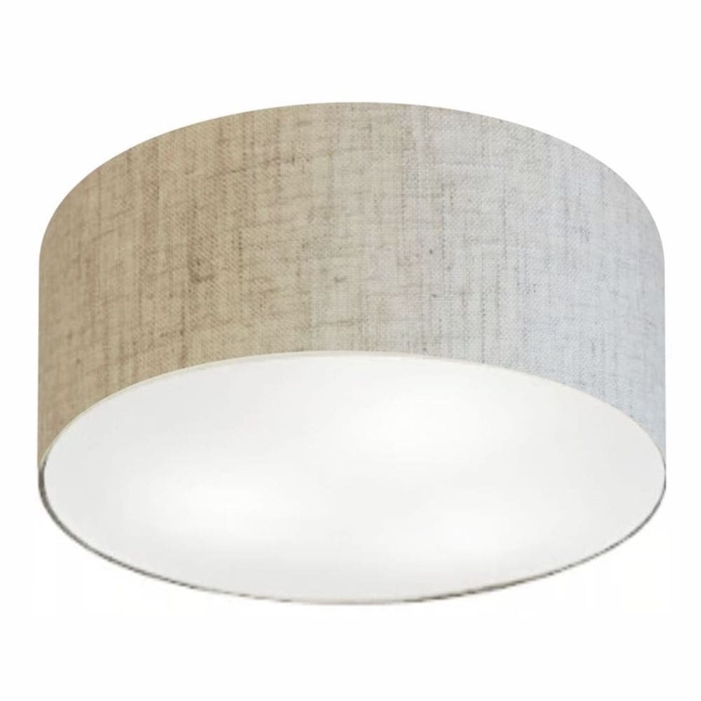 Plafon Cilíndrico Md-3013 Cúpula em Tecido 60x21cm Rustico Bege - Bivolt