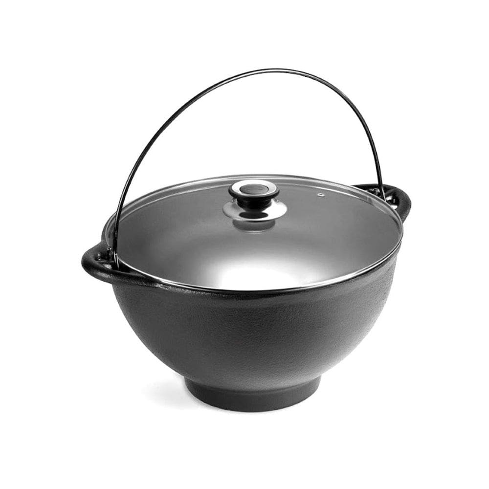 Panela Mineira Polenteira Ferro Fundido Tampa Vidro 26cm 5L