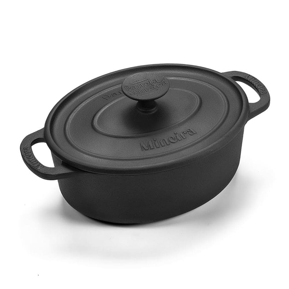 Caçarola Oval Estilo Preta Ferro Panela Mineira 26x20cm 3,5L