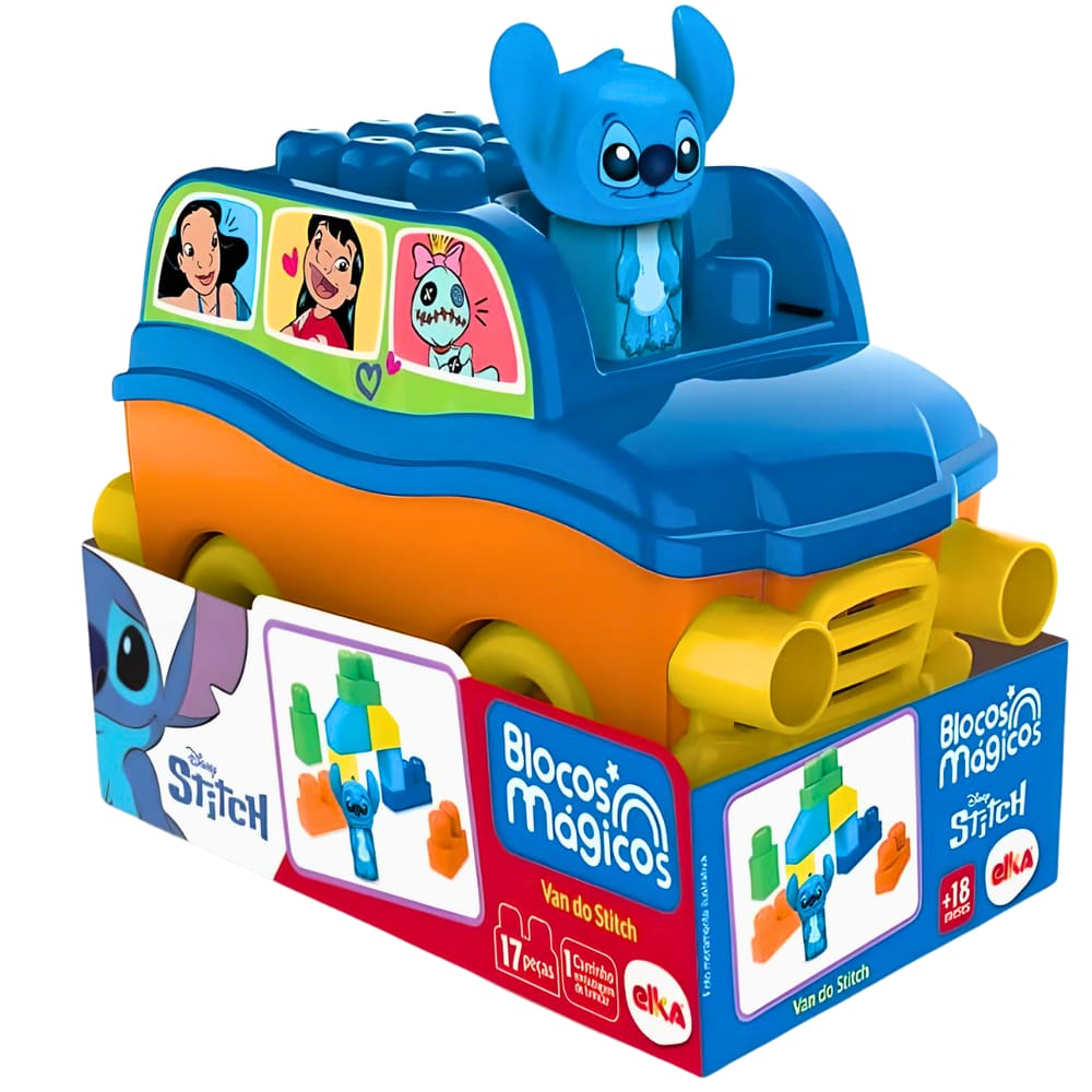 Brinquedo Infantil Blocos Magicos Van do Stitch Disney Elka