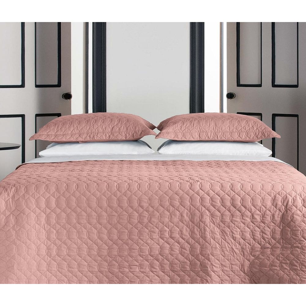 Kit Colcha Queen 180 Fios 100% Algodão Matelado Rosa