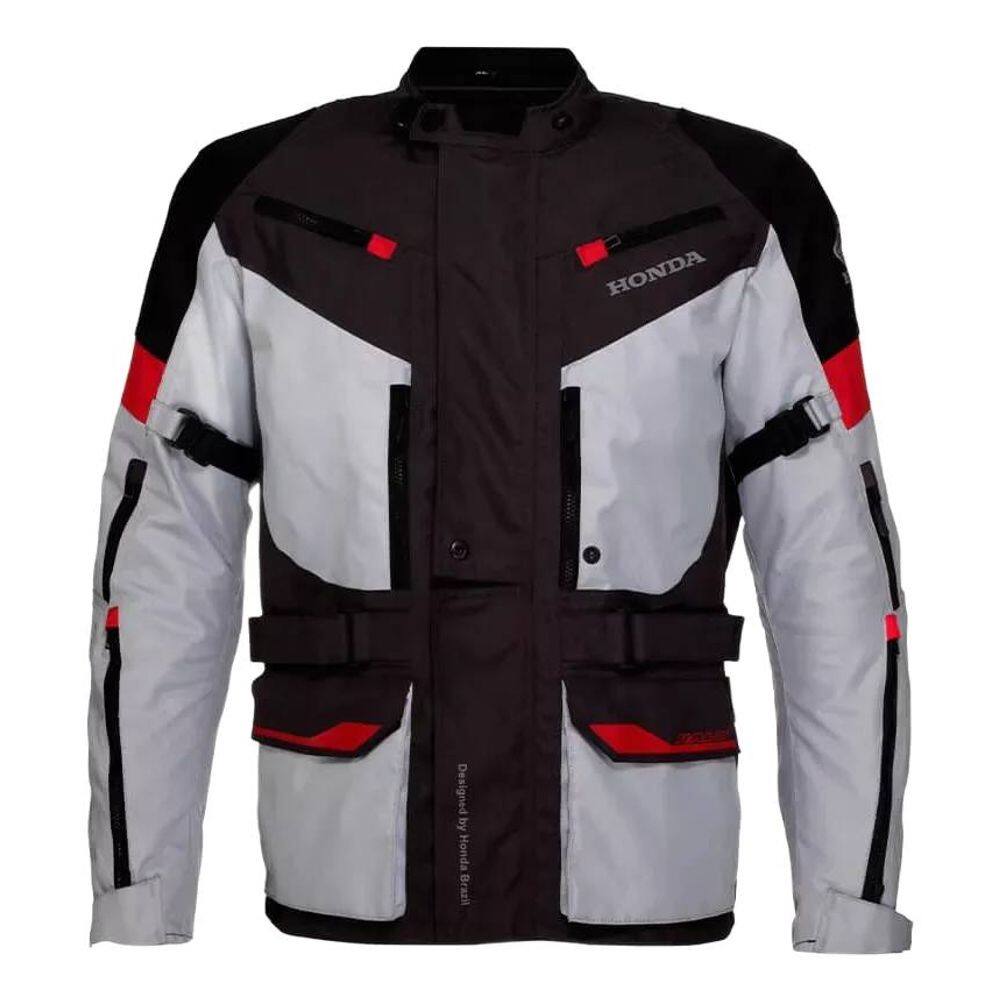 Jaqueta Parka Adventure Genuína Honda Cinza/Vermelha Tam G