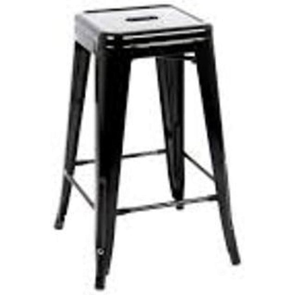 Banqueta Tolix Iron Aço Carbono Industrial - Preto